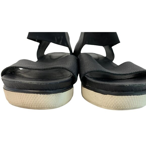 Eileen Fisher Women's Black Sandals Size 8.5 Ankle Strap Flat 7451 - Picture 6 of 11